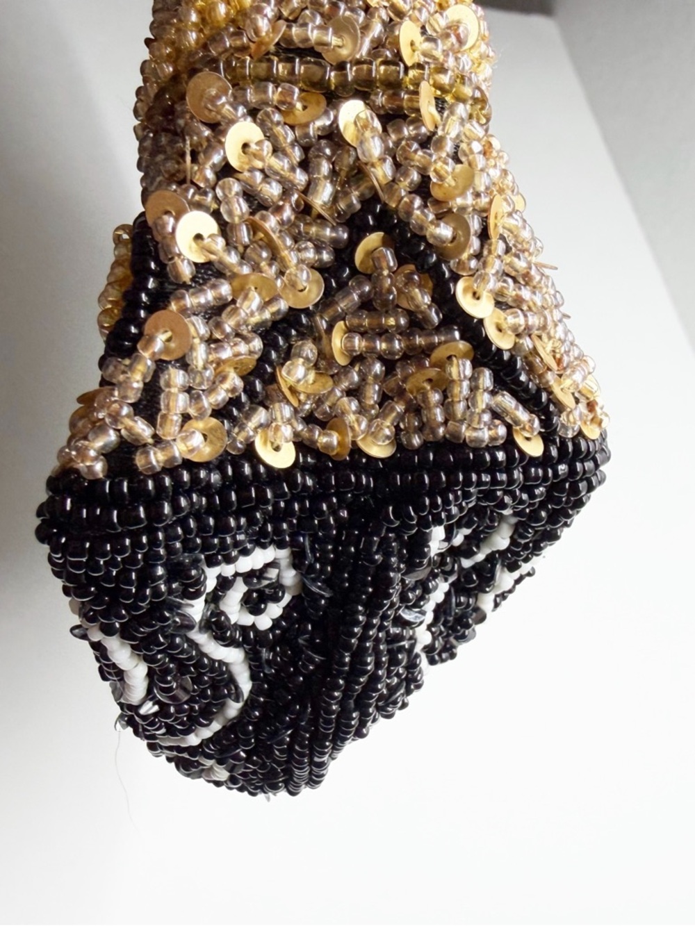 Vintage Chicos Beaded Brass Handle Chain Strap Convertible Crossbody Purse - Picture 11 of 15